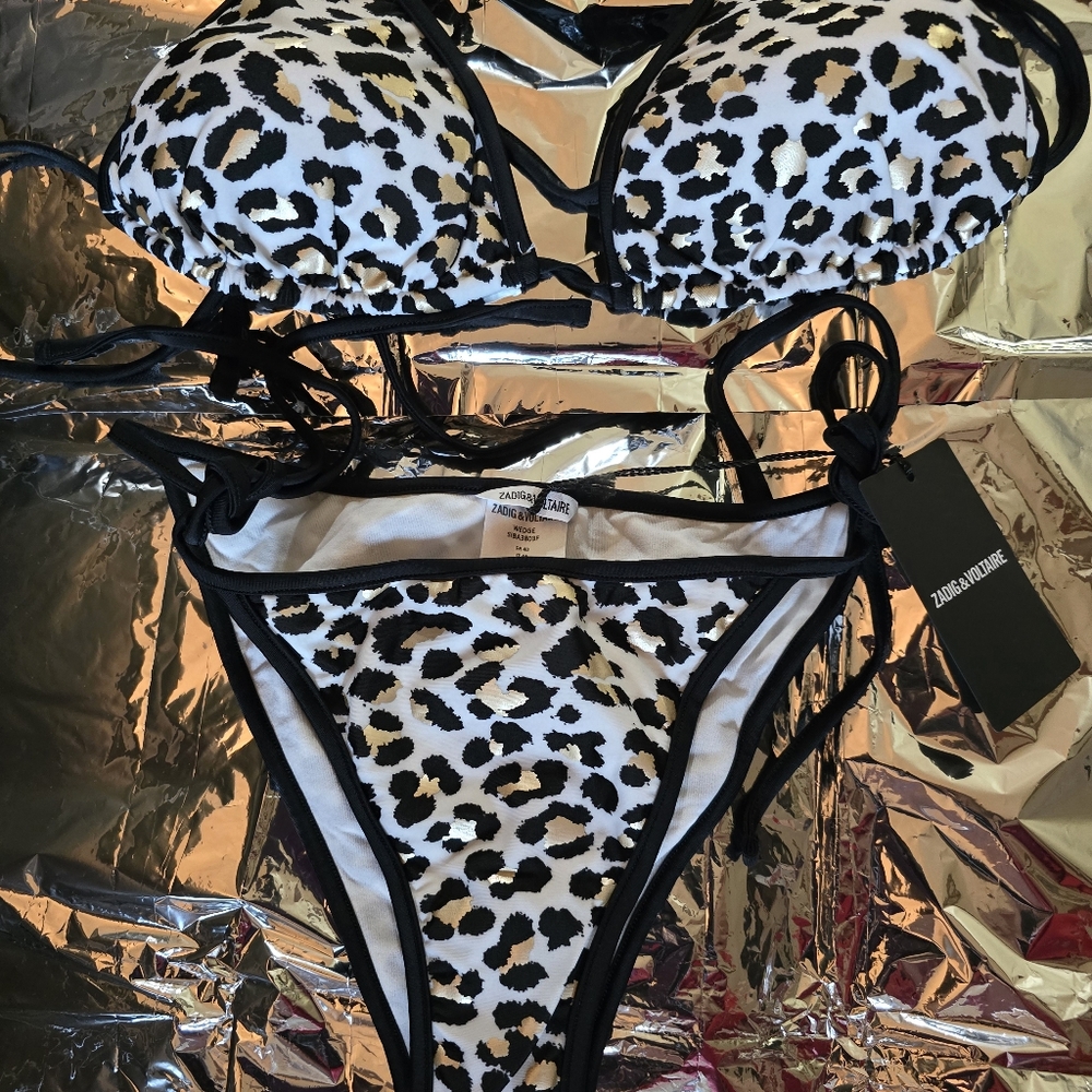 Zadig & Voltaire Black and White Leopard Print Bikini